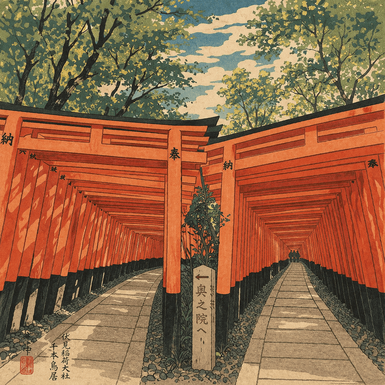 Senbon Torii — the famous tunnel of vermillion gates at Fushimi Inari