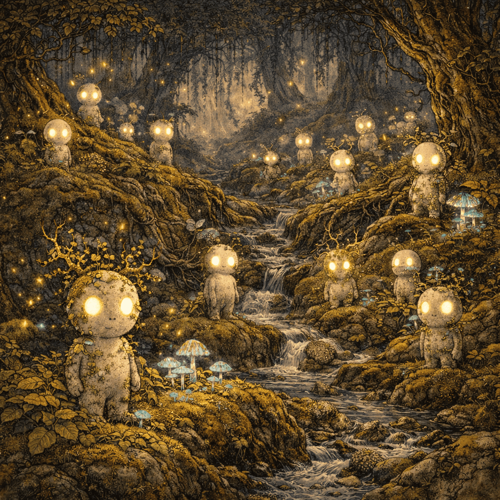 Realistic AI art of a Japanese forest spirit — the nature deities that inspired Princess Mononoke