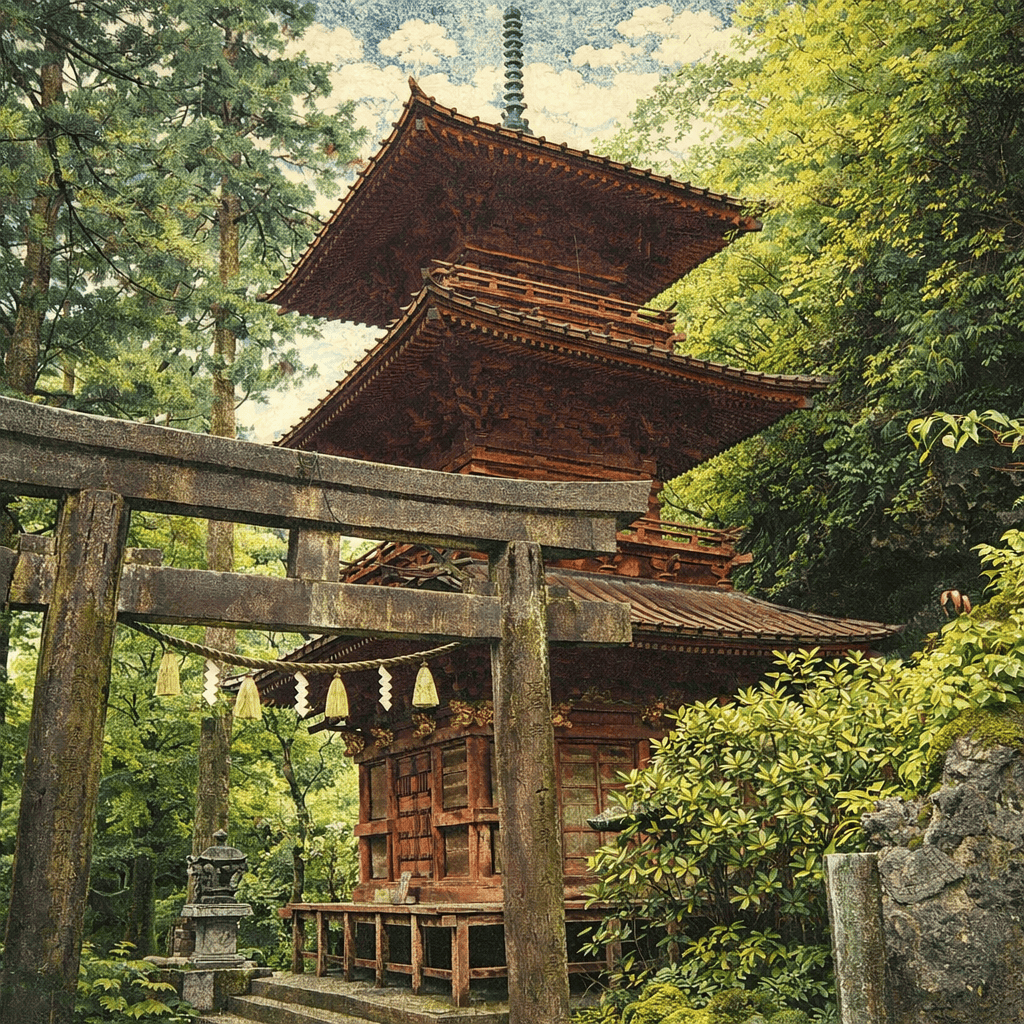 Haruna Shrine canyon pathway — the dramatic cliff-lined approach to the sacred halls
