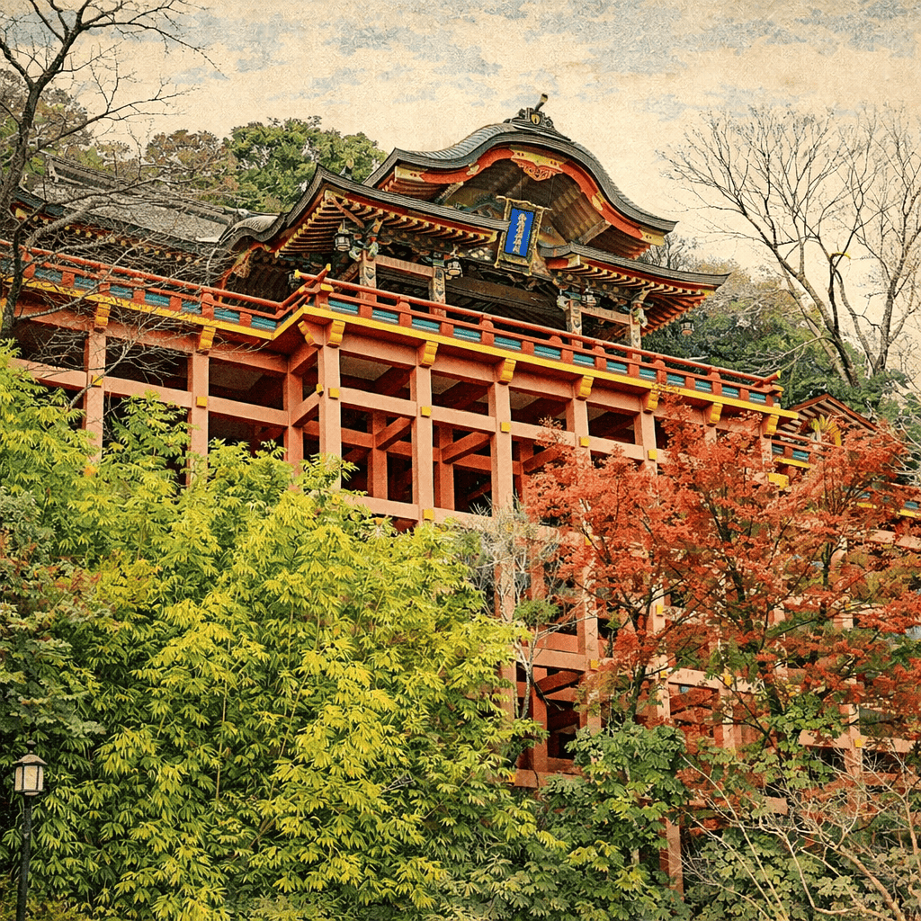 Yutoku Inari Shrine Honden — the Nikko of the West rising 18 meters above the forest floor